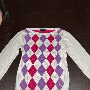 Burberry Pink and Purple Argyle Sweater